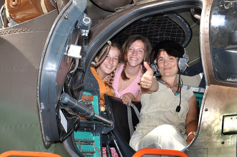 In the cockpit of the Mi-24V helicopter